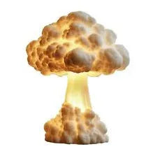 Modern art mushroom cloud shaped table lamp with USB cable, 20cm height on 15cm base
