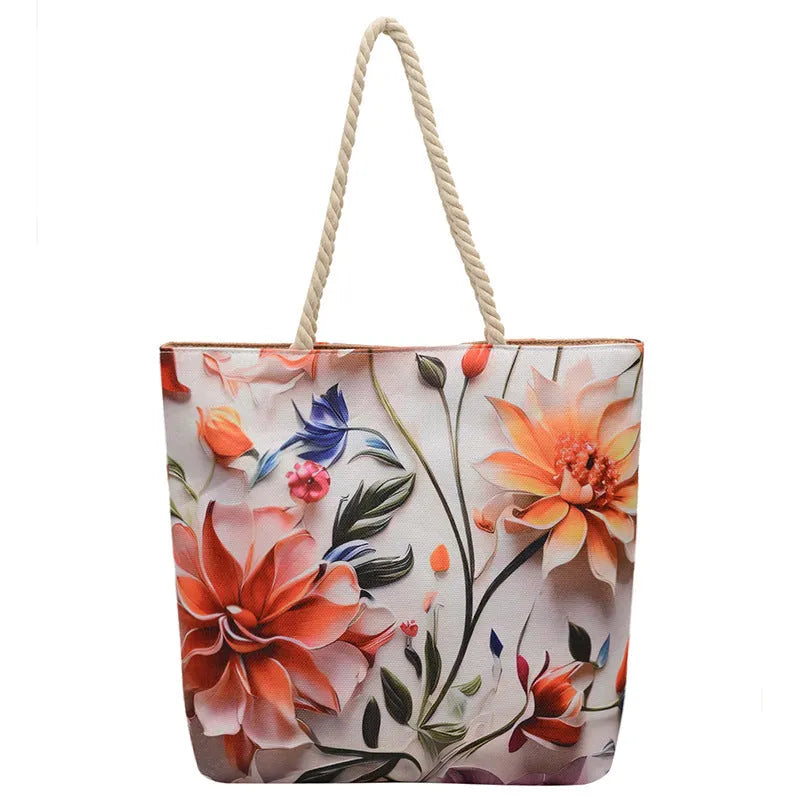 Cotton linen canvas shoulder bag with adjustable string straps and urban simplicity design