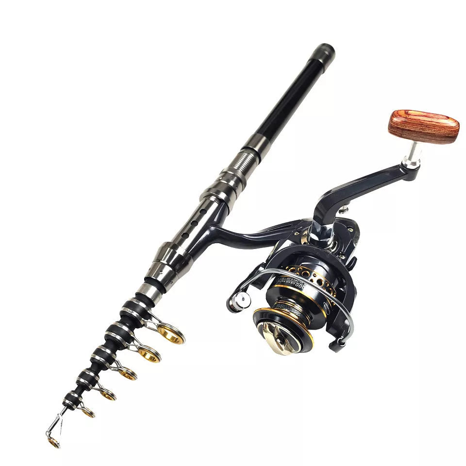Carbon telescopic sea fishing rod with hard fishing adjustment, lengths 2.1-3.0m