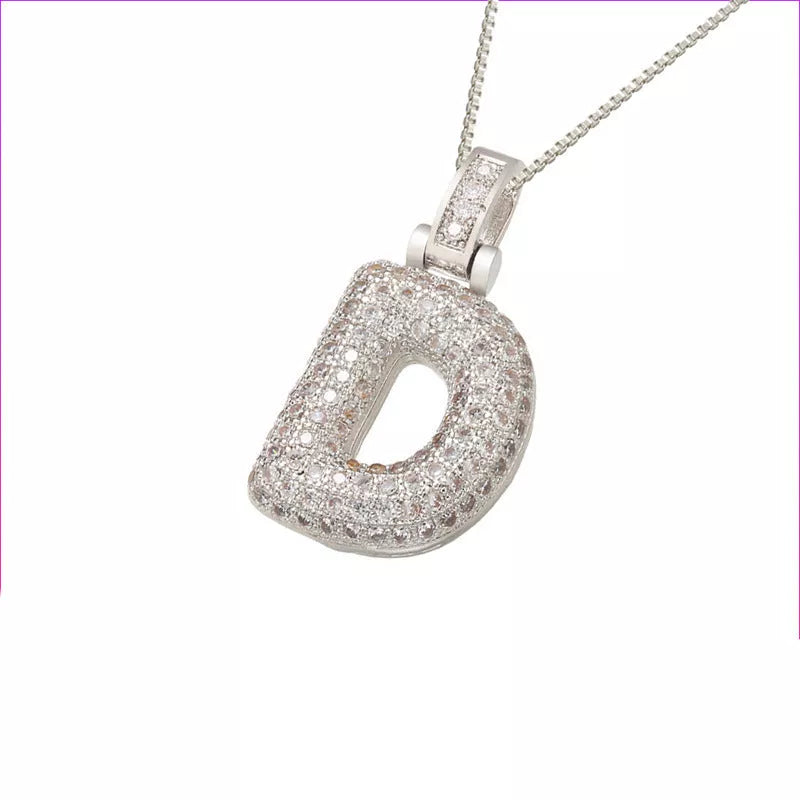 Copper Micro Inlaid Zircon Letter Pendant Necklace with customizable alphabet options