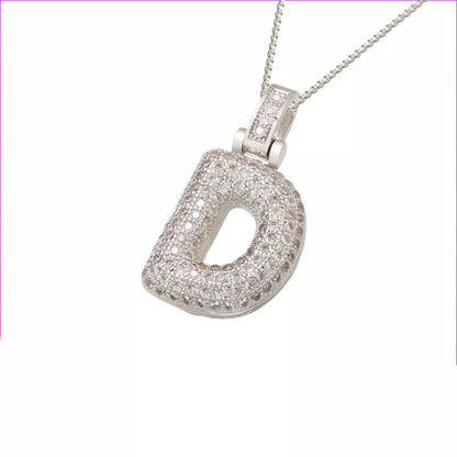 Copper Micro Inlaid Zircon Letter Pendant Necklace with customizable alphabet options