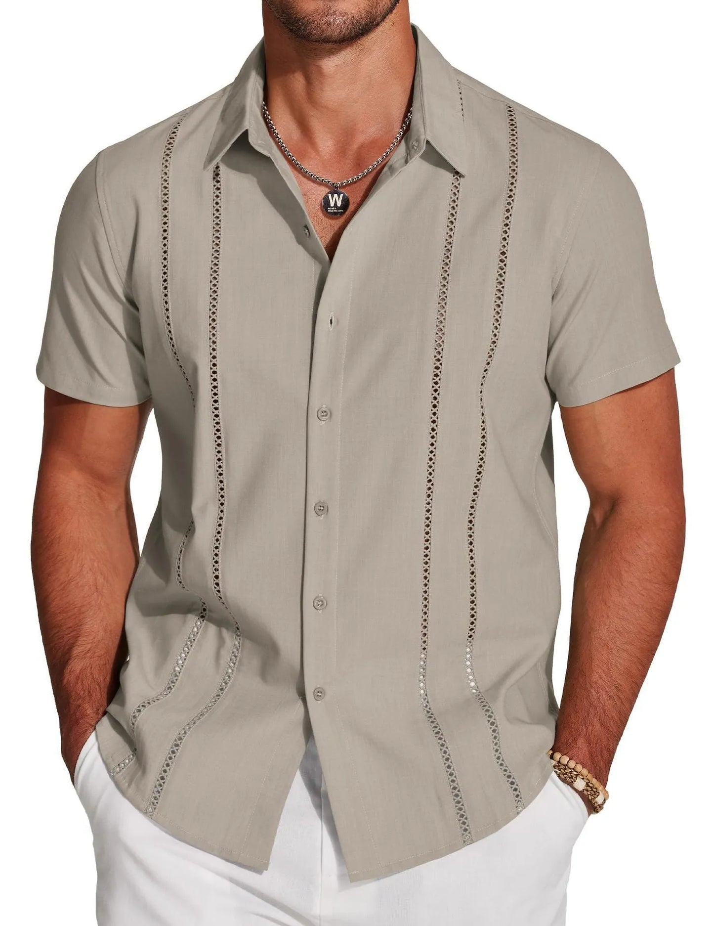 Men's slim fit Hawaiian short sleeve shirt with a colourful digital print pattern.