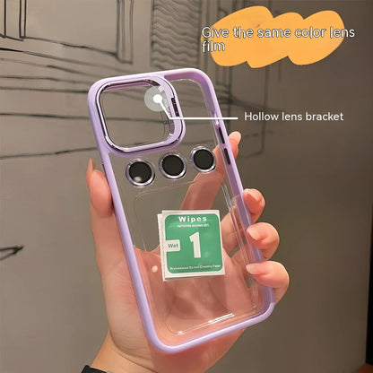 Metal hollow lens bracket phone case showing raised camera protection and precise button cutouts