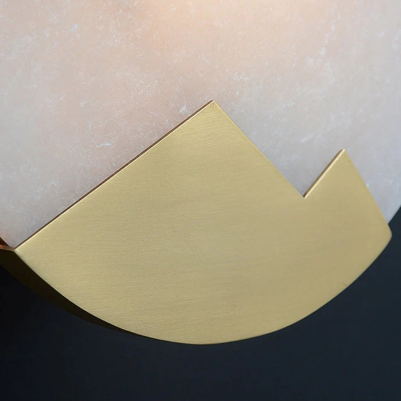 Copper wall lamp with marble shade measuring 20cm by 10.5cm