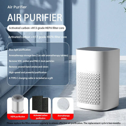 USB desktop air purifier with simple design for spaces under 10 square metres