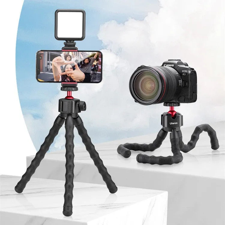 Multifunctional photography and video live VLOG suite with 2985-set colour tripod on stable surface