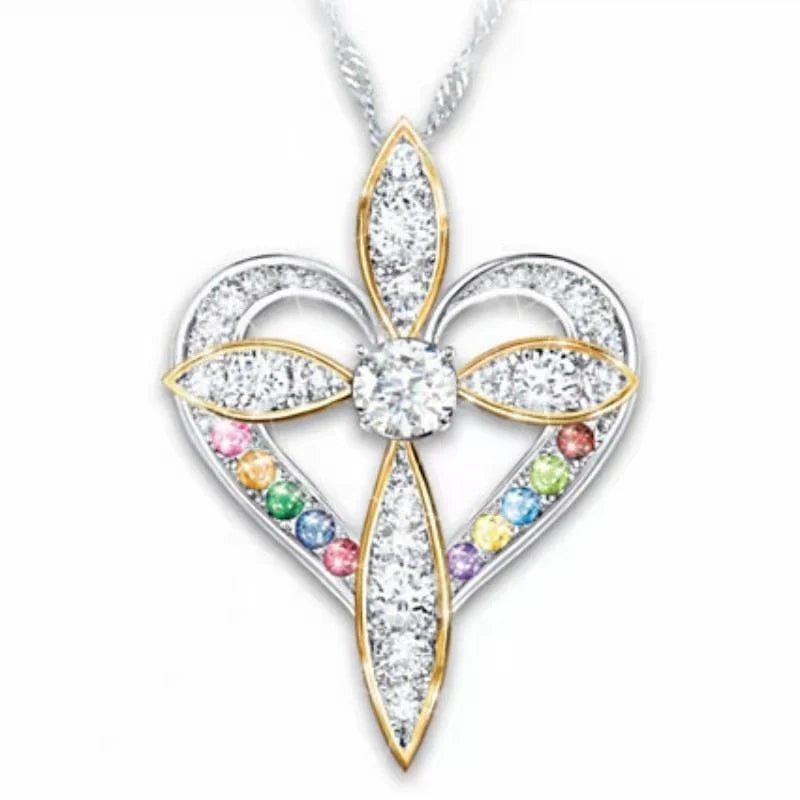 Hhomeenjoy Elegant Heart-Shaped Cross Pendant - A Timeless Accessory