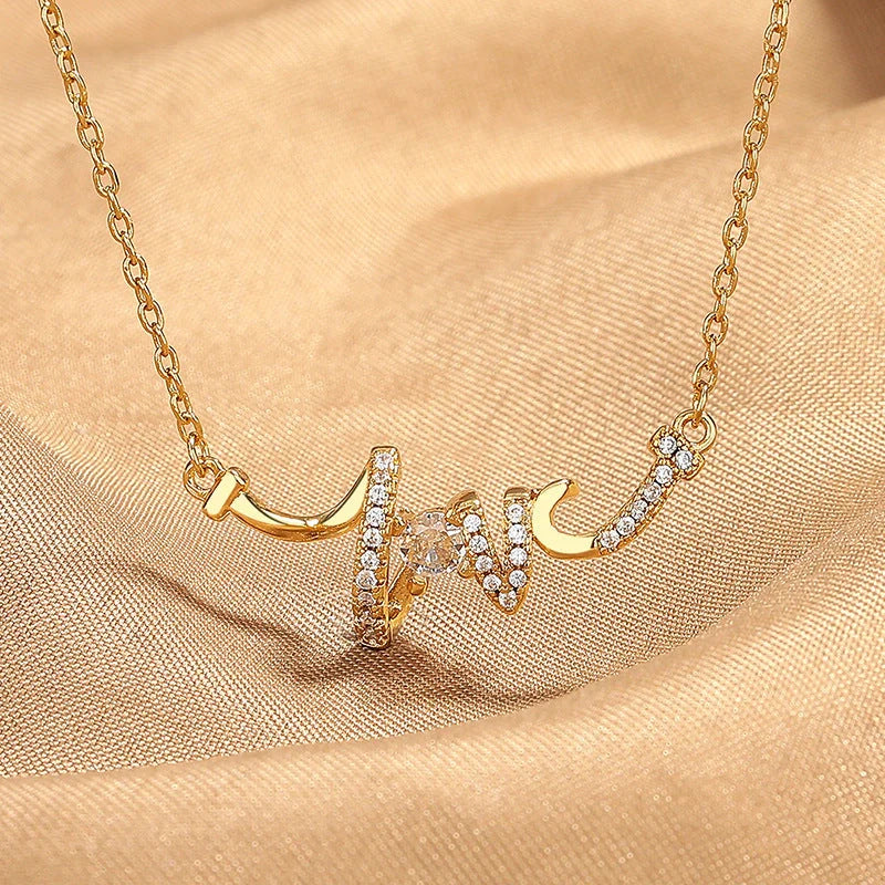 Elegant LOVE Necklace for Women in silver and gold, featuring a delicate O-shaped chain and LOVE pendant.