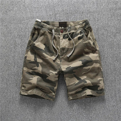 Cotton camouflage summer shorts with zip placket in multiple colour patterns including army green and sand camouflage