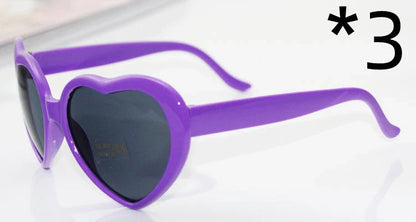 Stylish heart-shaped lighting sunglasses with a plastic frame and resin lenses, creating a mesmerizing effect for romantic occasions