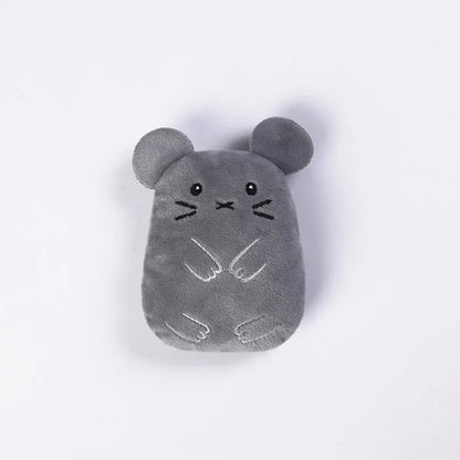 Interactive catnip plush toy with squeaker for chewing and play