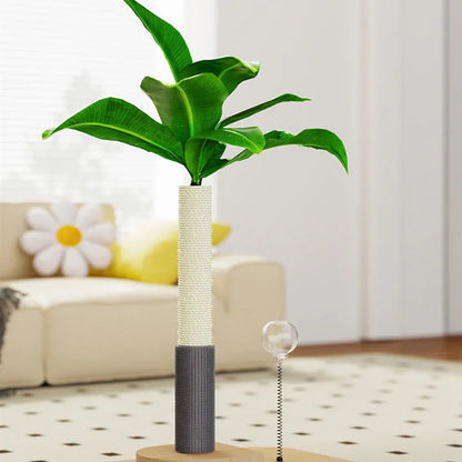 Vertical wooden cat scratching post with canna colour finish and simple design