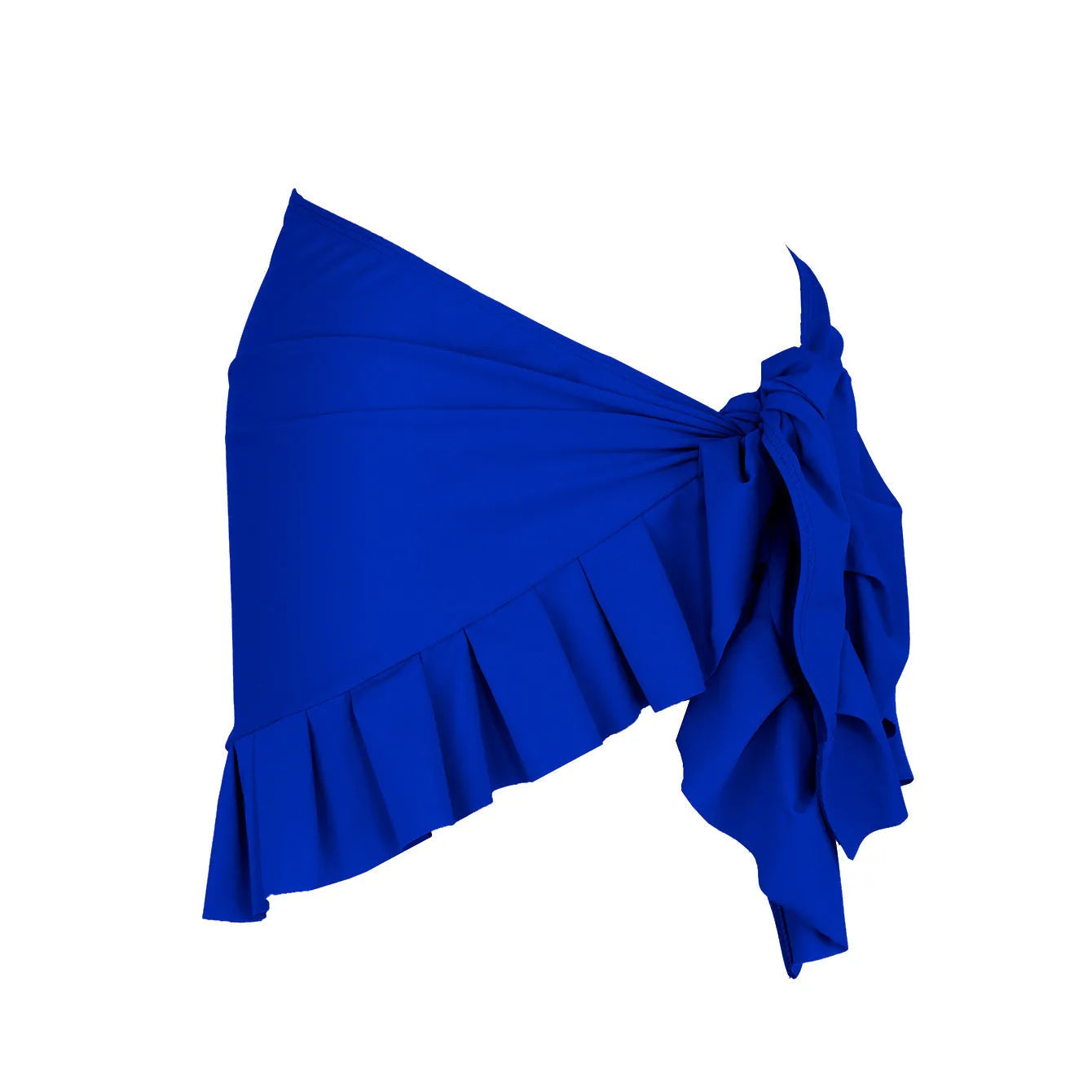 A woman's solid colour one-piece swimsuit with a single-shoulder suspender tube top design.