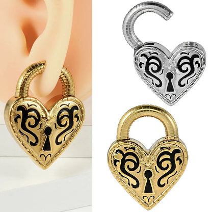 Women's heart-shaped fashion earrings in stainless steel with gold or steel colour electroplating