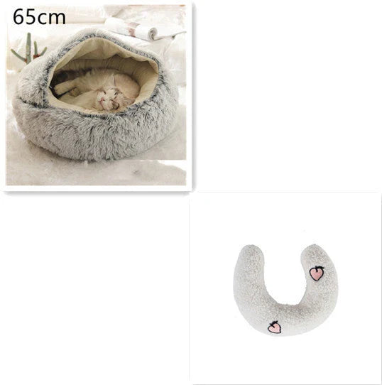Cozy pet bed with plush and warm fabric for cats and dogs
