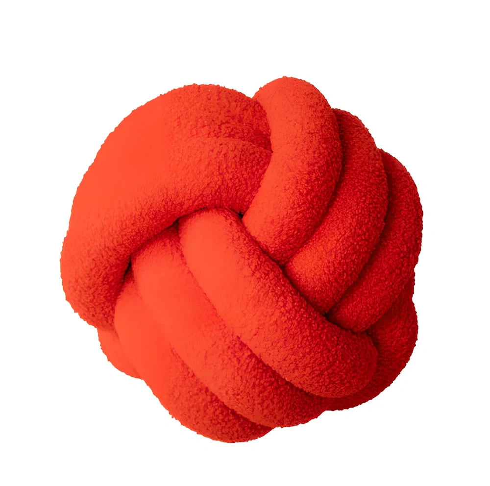 Spherical lamb wool cushion with hand-knotted surface in Nordic design, 27-30cm diameter