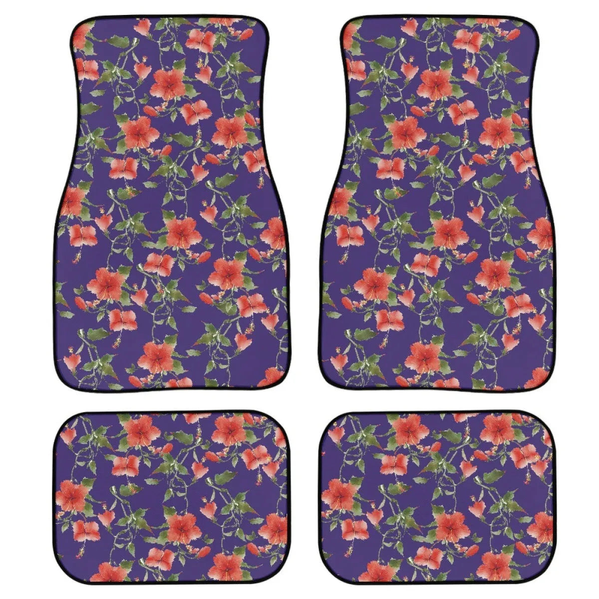 Printed rubber car foot mat set with 20mm thickness and waterproof lining in black