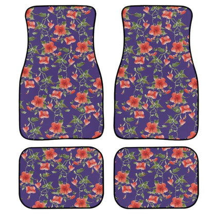 Printed rubber car foot mat set with 20mm thickness and waterproof lining in black