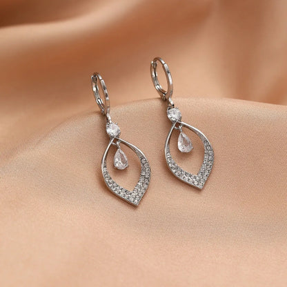 Copper water drop tassel earrings with gold or silver thickened ear buckles