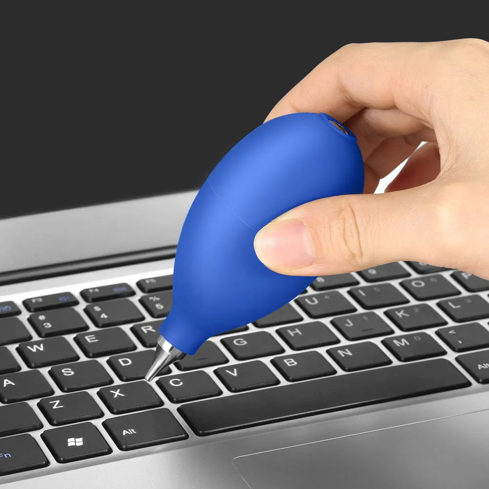 Blue rubber air blowing cleaning tool for dust removal from cameras and mobile phones, 9.5cm length