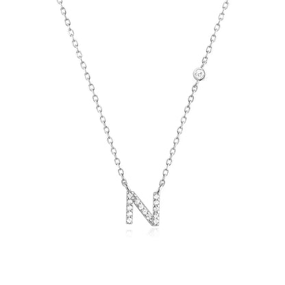 Custom Initial Necklace with sparkling CZ pendant, available in gold or silver finish