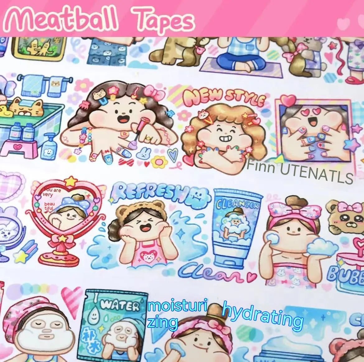 Haemorrhoid tape packaging stickers with cute cartoon characters on Japanese paper, 42 style options