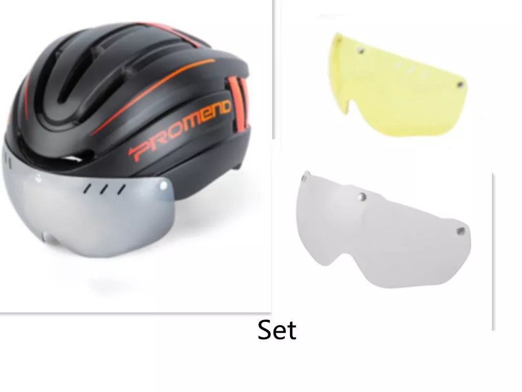 Mountain bike helmet with LED warning light and ventilation system