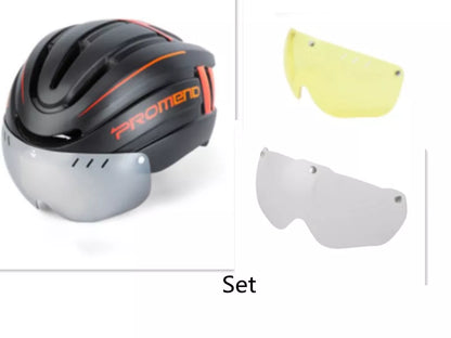Mountain bike helmet with LED warning light and ventilation system