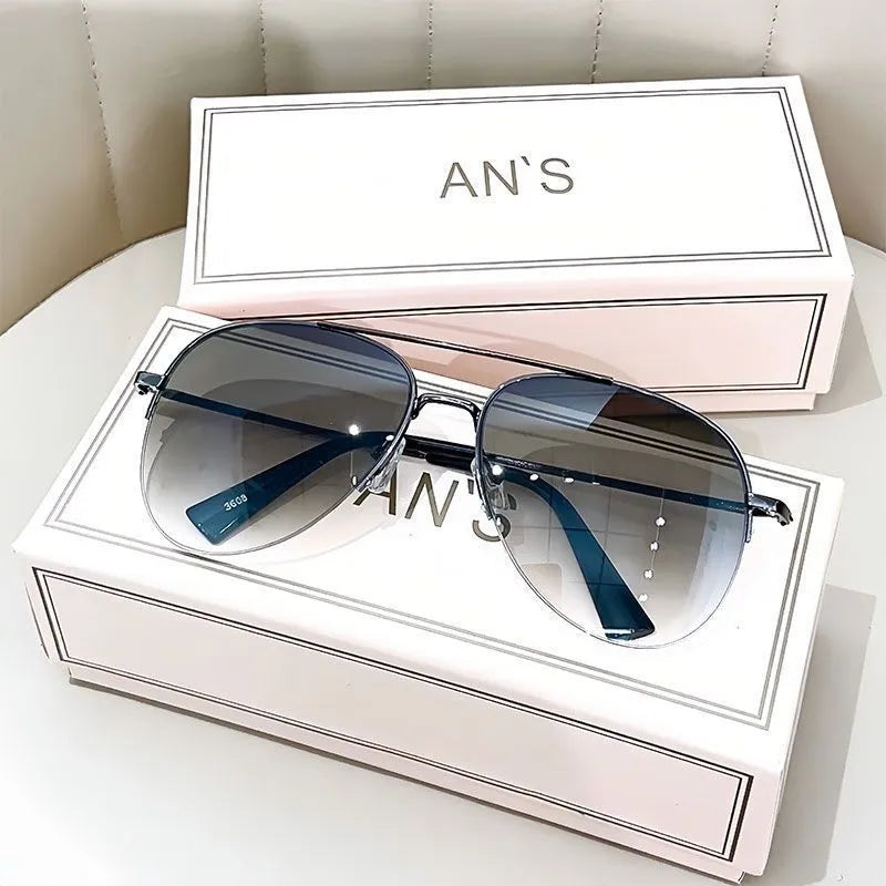 Big face aviator sunglasses with metal frame and UV-protective resin lenses in multiple colour options