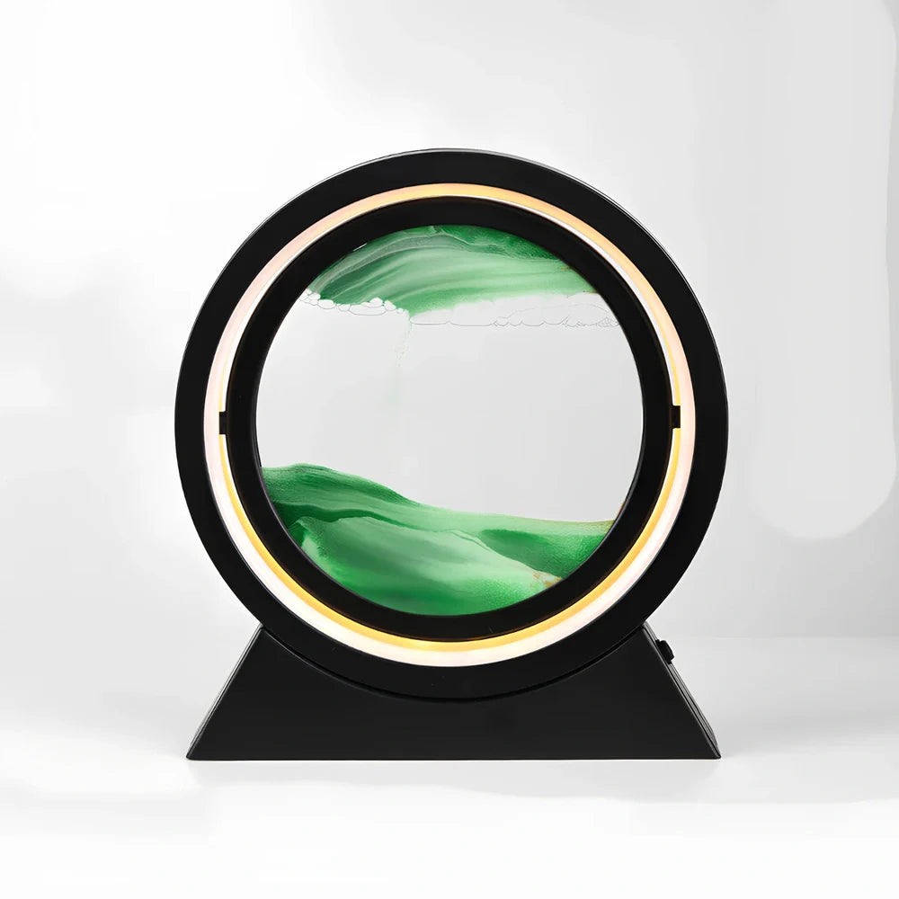 3D dynamic art ornament with quicksand motion effect in blue colour, 24cm height