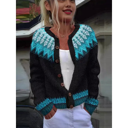 Yellow women's cardigan coat with a raised 3D digital print pattern, shown on a hanger.