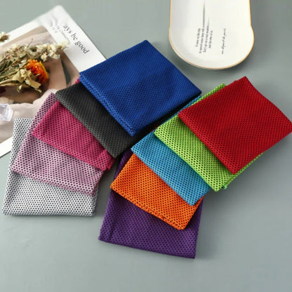 30x100cm sports cooling towel showing gray color with physical evaporation technology for instant cooling