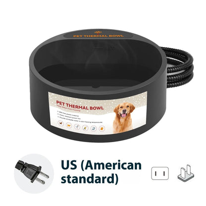 Black ABS pet heating bowl with 2.2L capacity and 35W temperature control for cat and dog food
