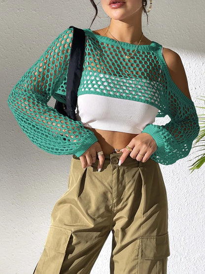 Hollowed navel mesh shirt in polypropylene fibre fabric, shown in a choice of six colours.