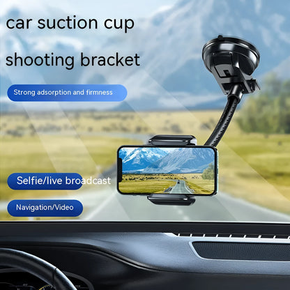 Black universal rotating car phone bracket with metal bending-resistant holder and multi-angle adjustment for vehicle use