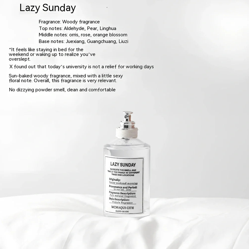 100ml women's perfume bottle with five scent options including Lazy Sunday and Fireplace Fire variants