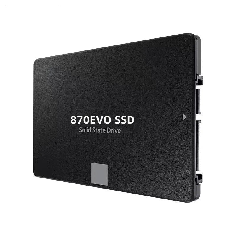 A 2.5-inch SATA solid-state drive (SSD) for computer storage upgrades.