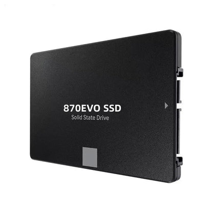 A 2.5-inch SATA solid-state drive (SSD) for computer storage upgrades.
