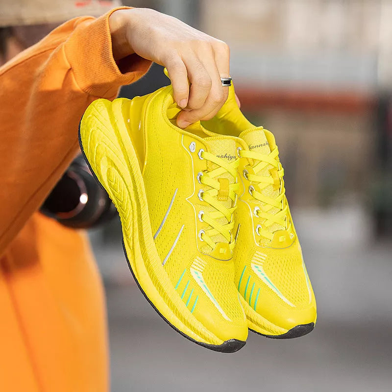 Popcorn Thick Sole Lightweight Woven Running Shoes in multiple colors