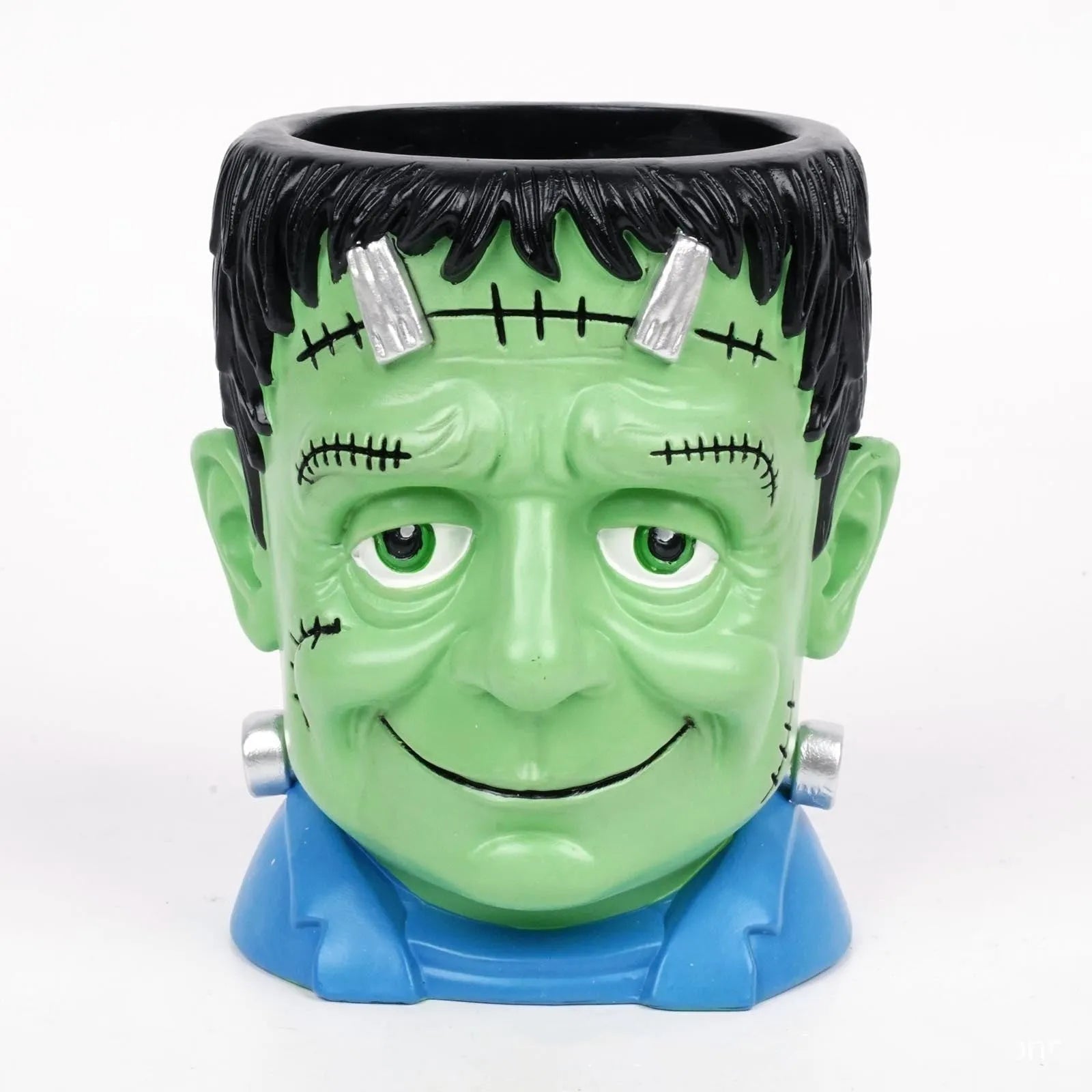 Hand-painted Halloween resin flower pot decorations in bandage zombie, white ghost, Frankenstein, and death designs