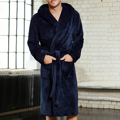 Nylon hooded bathrobe with velvet lining in multiple colours and sizes with belt closure