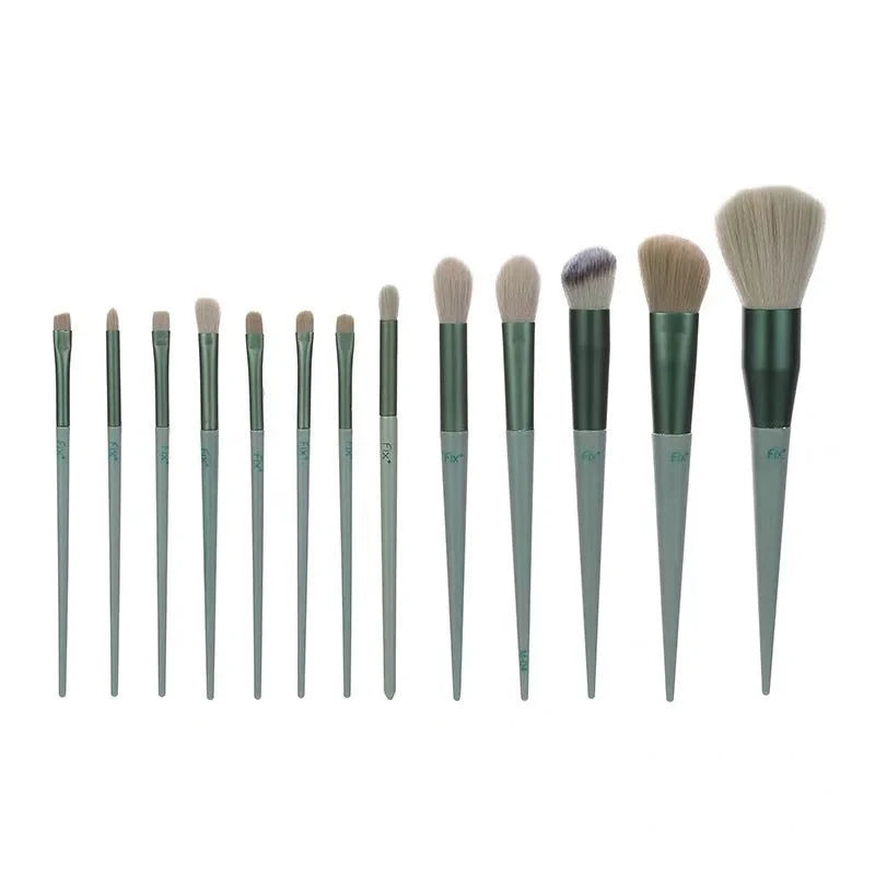 13-piece makeup brush set with soft artificial fibers for gentle application