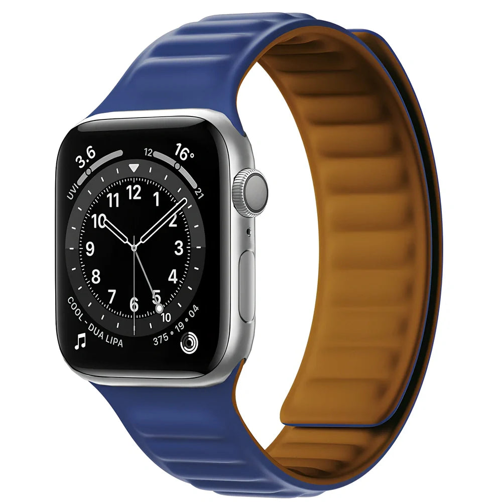 45g silicone magnetic watch strap in multiple colours showing magnetic closure mechanism