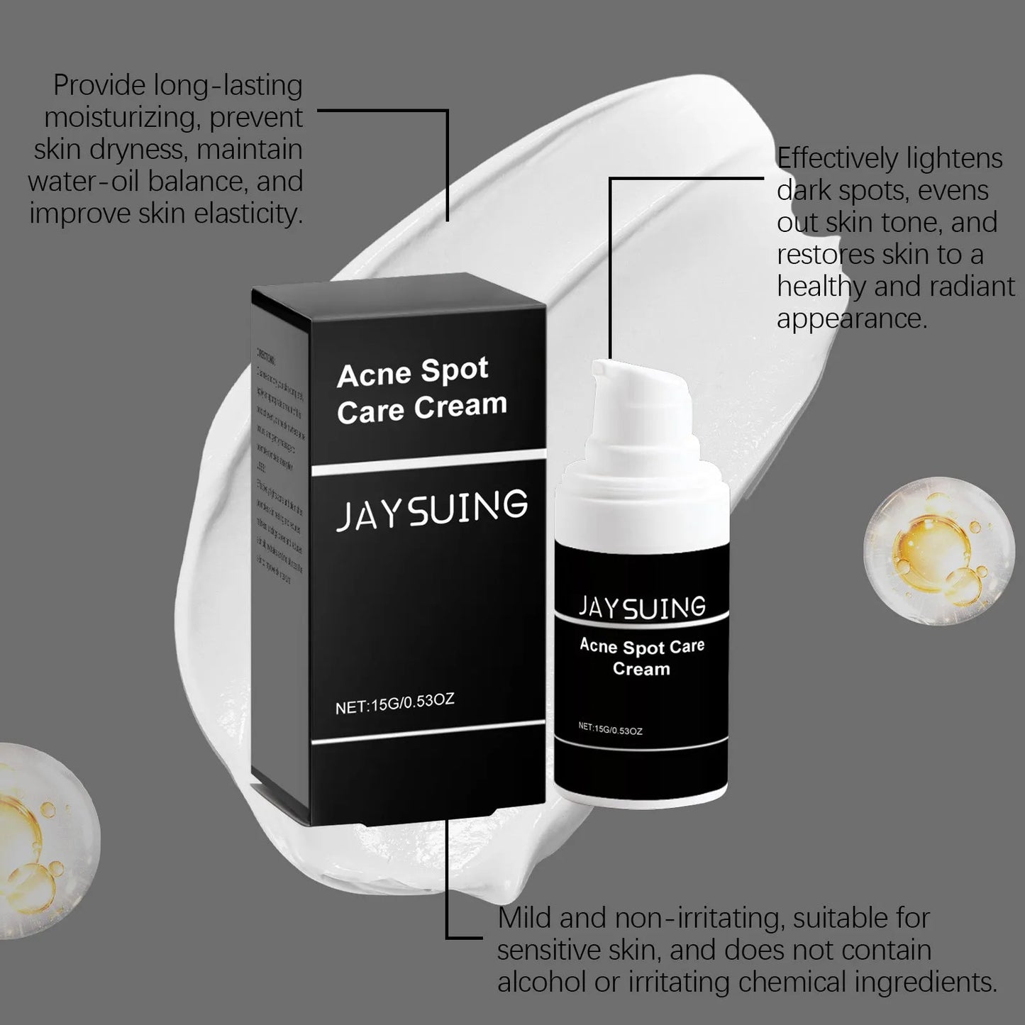 15g tube of hydrating acne face cream with tea tree oil and aloe for blemish treatment