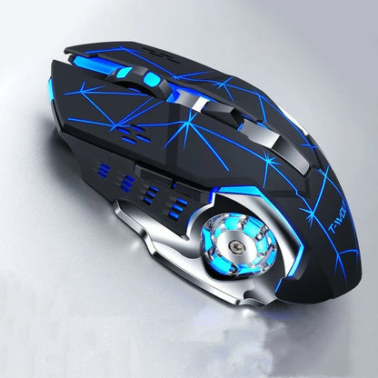 Wireless 2.4GHz USB optical gaming mouse with backlit controls, adjustable DPI, and ergonomic design for comfortable gaming