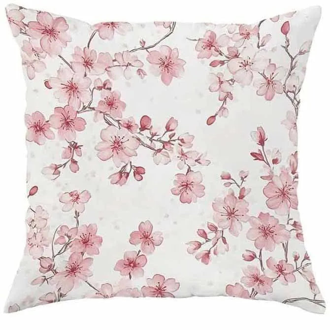 45cm square cherry blossom pattern velvet cushion cover in four colour options for sofa decoration
