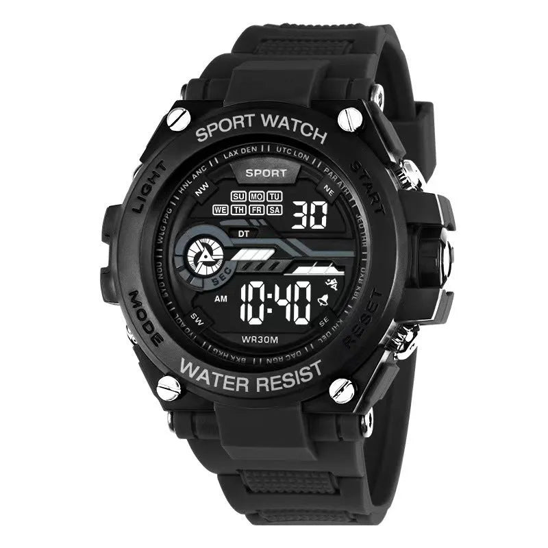 Electronic digital watch for teenagers in one of ten colour options, showing digital display.