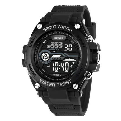 Electronic digital watch for teenagers in one of ten colour options, showing digital display.