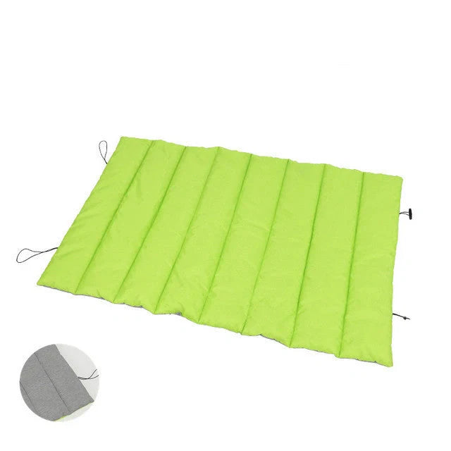 Waterproof and bite-resistant pet mat in brilliant blue, green, light blue, and orange