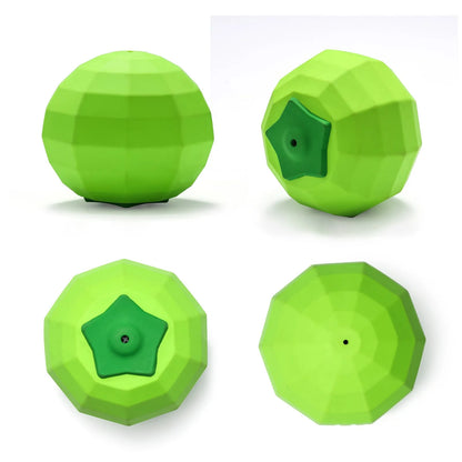 Green natural rubber dog squeaky toy measuring 90x86x80mm for aggressive chewers